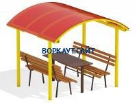 Стол и лавки под навесом МАФ 4005 в Краснодаре