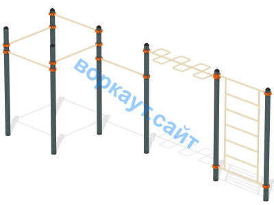 Воркаут турники с шведской стенкой и рукоходом  ВС-21 в Краснодаре