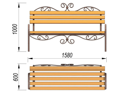 Лавочка кованная МАФ 1606 в Краснодаре