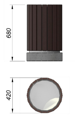 Урна деревянная круглая с бетонным основанием МАФ 1632 в Краснодаре