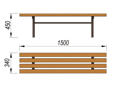 Лавочка без спинки МАФ 1601 в Краснодаре