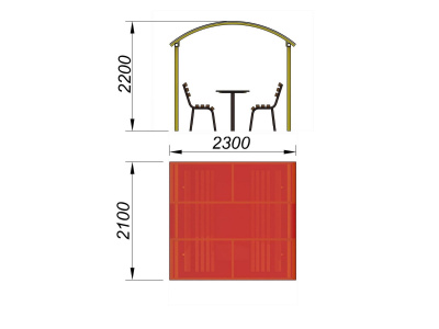 Стол и лавки под навесом МАФ 4005 в Краснодаре