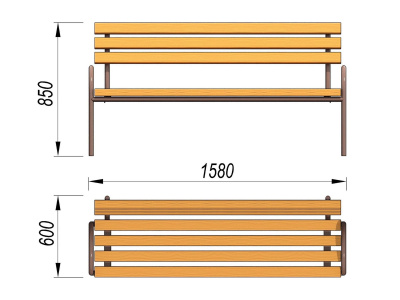 Парковая лавочка со спинкой МАФ 1605 в Краснодаре
