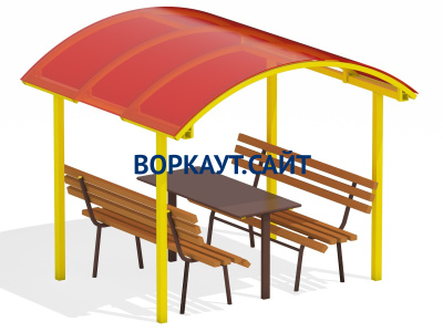 Стол и лавки под навесом МАФ 4005 в Краснодаре