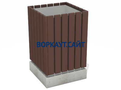 Урна деревянная квадратная с бетонным основанием МАФ 1633 в Краснодаре